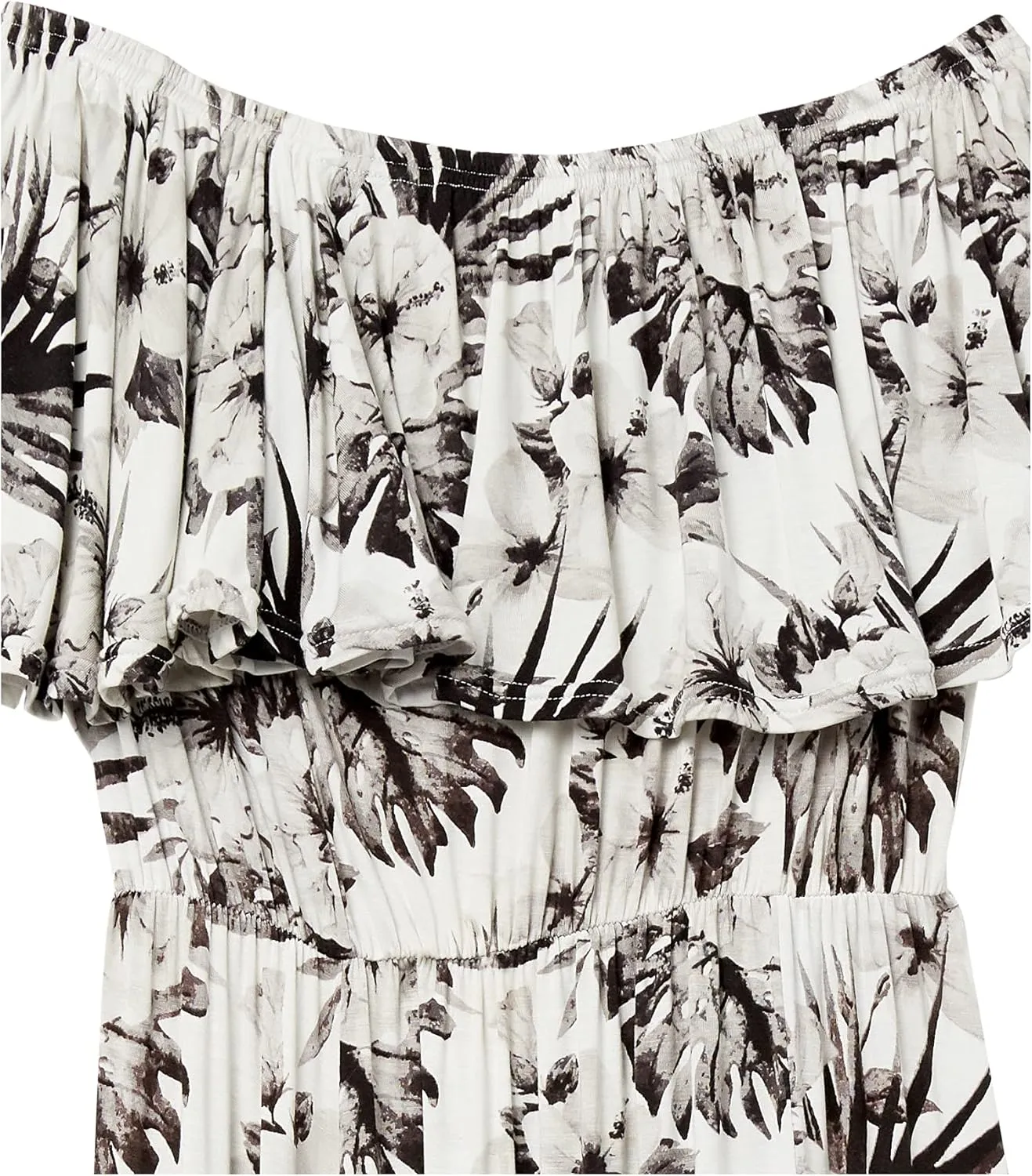 28 Palms Women's Tropical Print Off Shoulder Maxi Dress