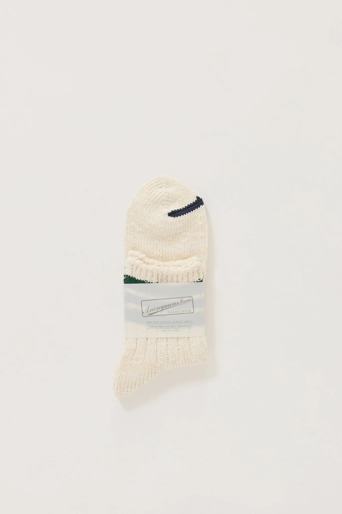 3 Line Slub Quarter Ivory/Dark Green/Navy