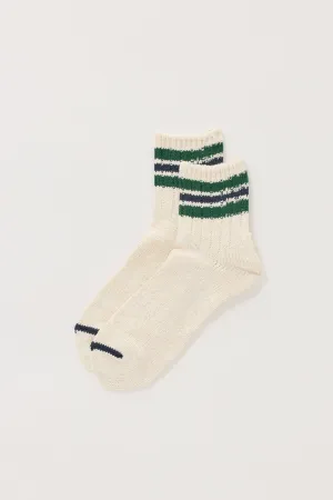 3 Line Slub Quarter Ivory/Dark Green/Navy