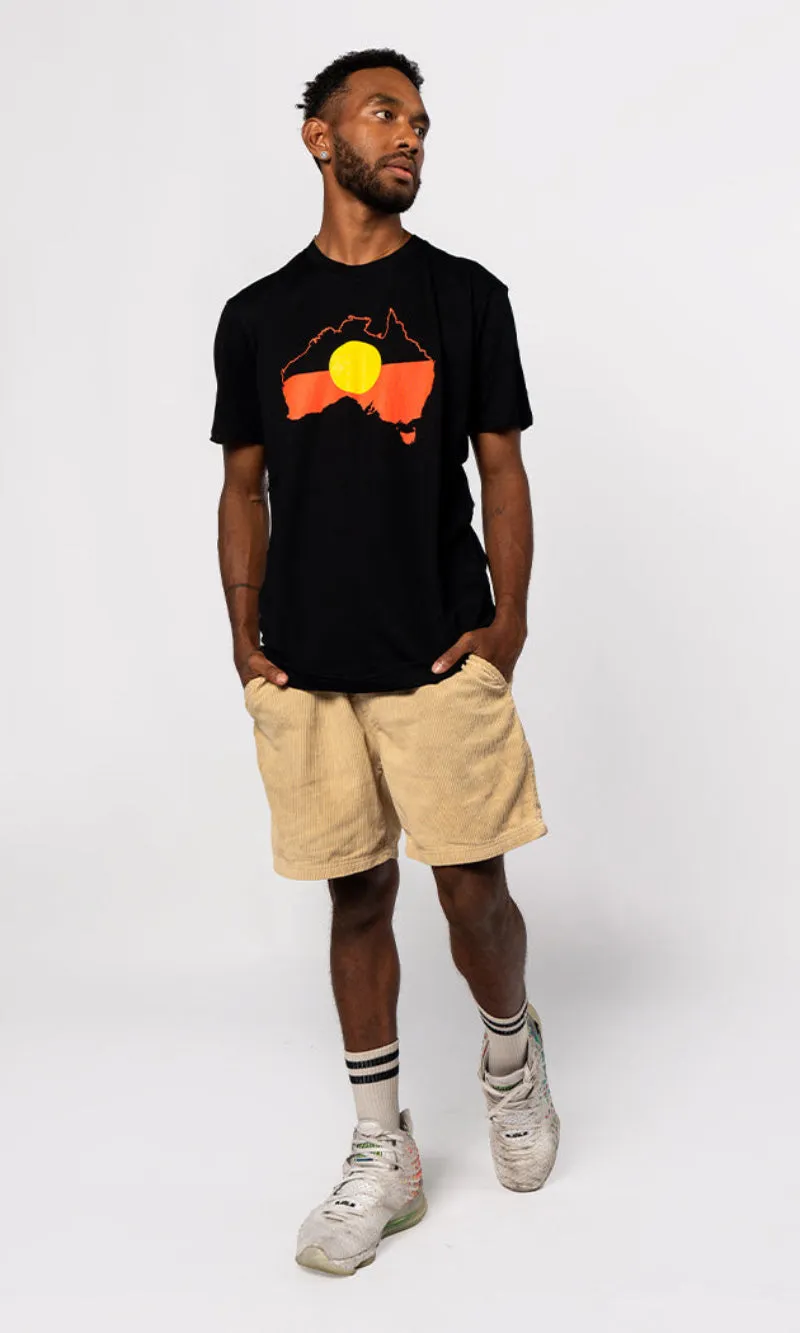 Aboriginal Art Unisex T-Shirt "Raise The Flag" Aboriginal Flag (Australia)