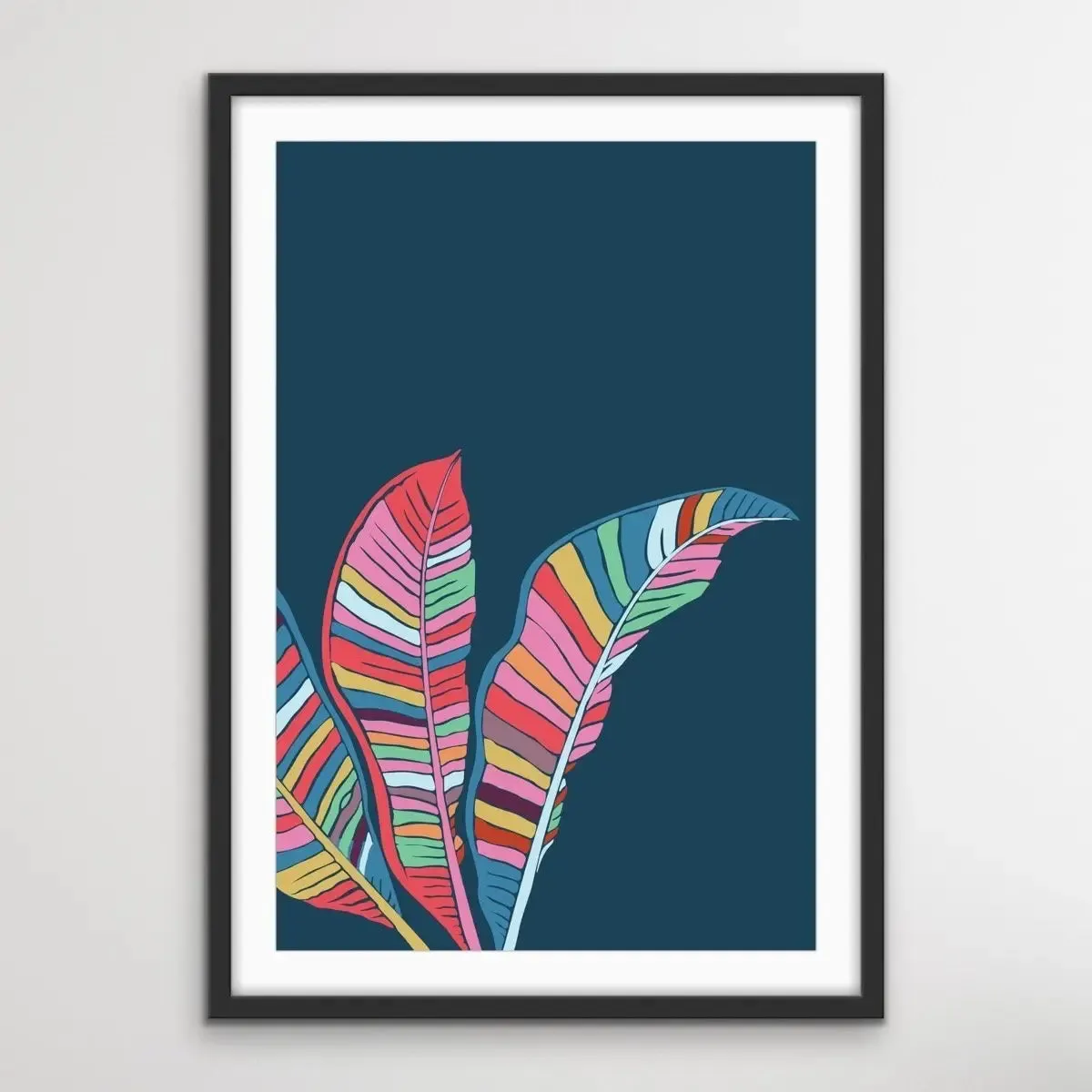 Banana Palm - Turquoise Pink Banana Palm Graphic Wall Art Print Canvas
