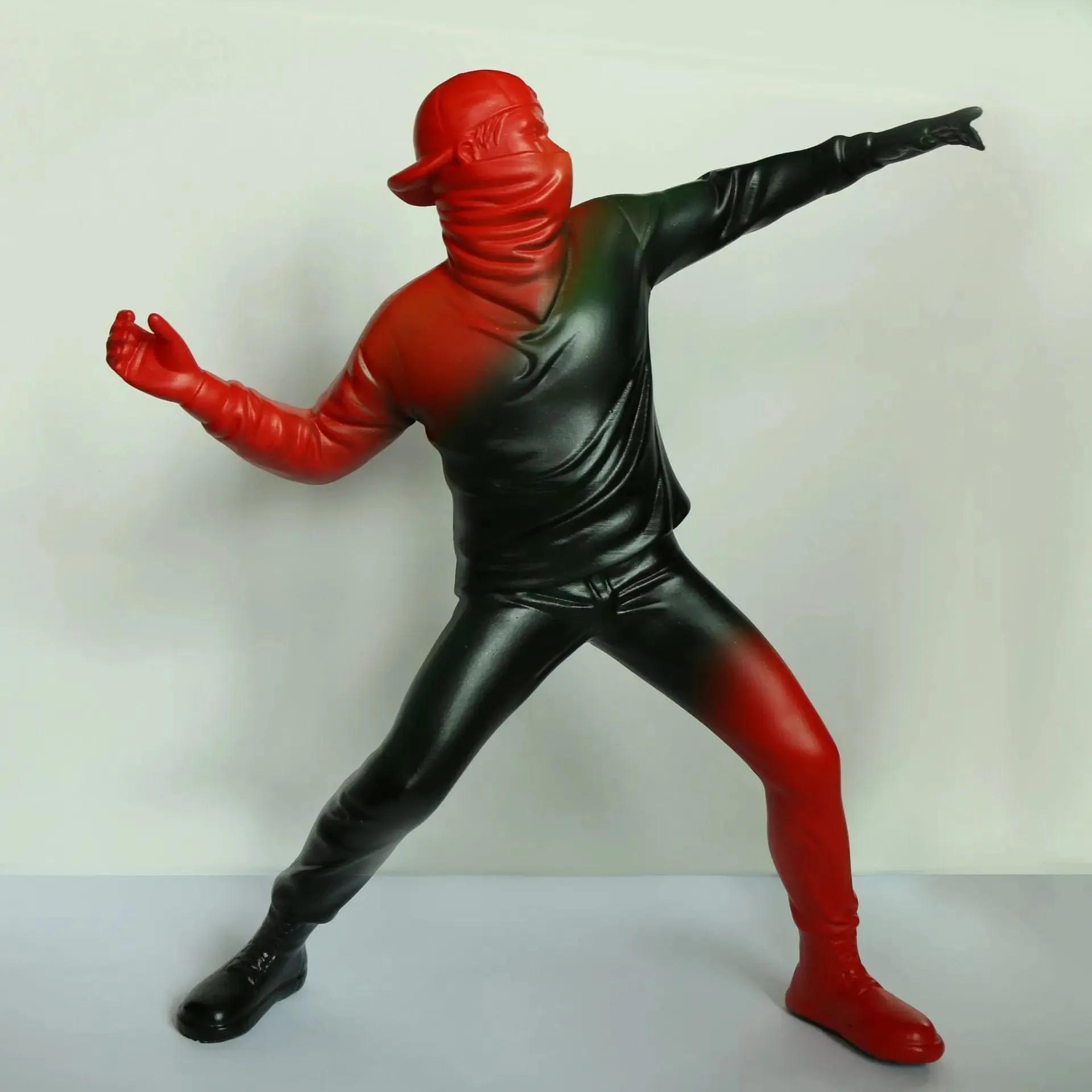 Banksy Inspired Flower Thrower: Street Art-Styled Sculpture for Office and Home Decoration