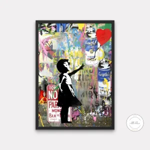 Banksy Print Girl With Balloon INSTANT DOWNLOAD Art Prints, Graffiti Print, Banksy Wall Décor, Pop Art Wall Art Print, Colorful Wall Art, Fine Art