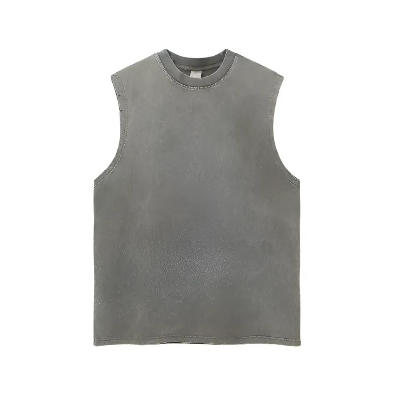 Basic Sleeveless Oversized Acid Washed Unisex T-Shirt