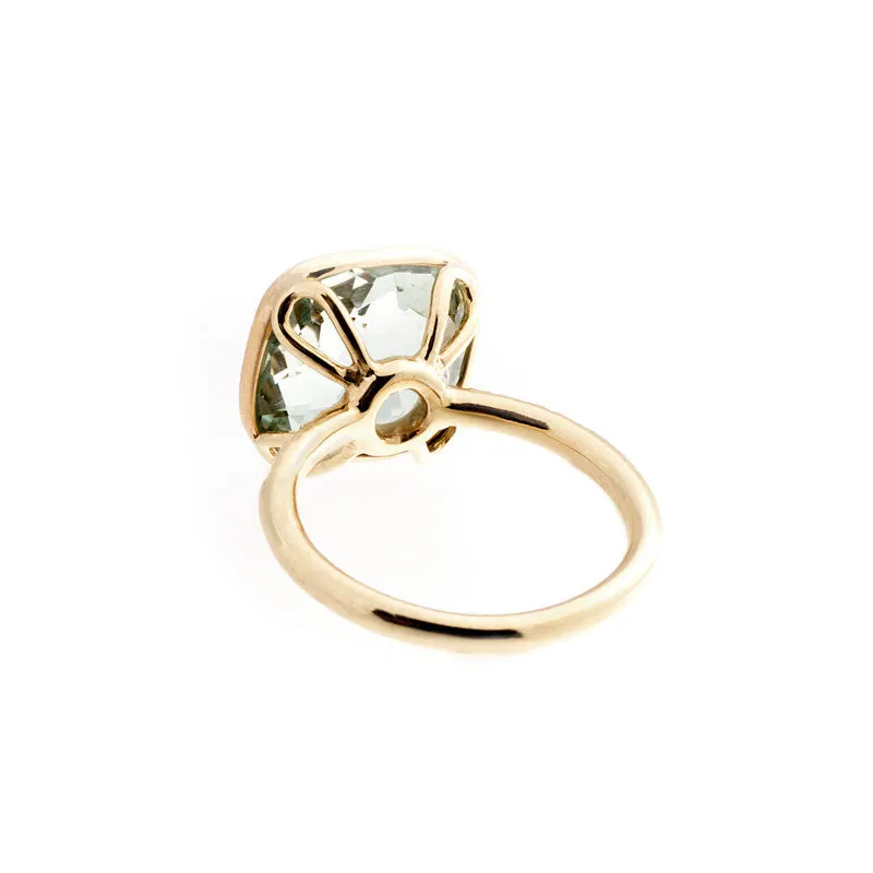 Como Collection 12mm Cushion Prasiolite and Diamond Ring