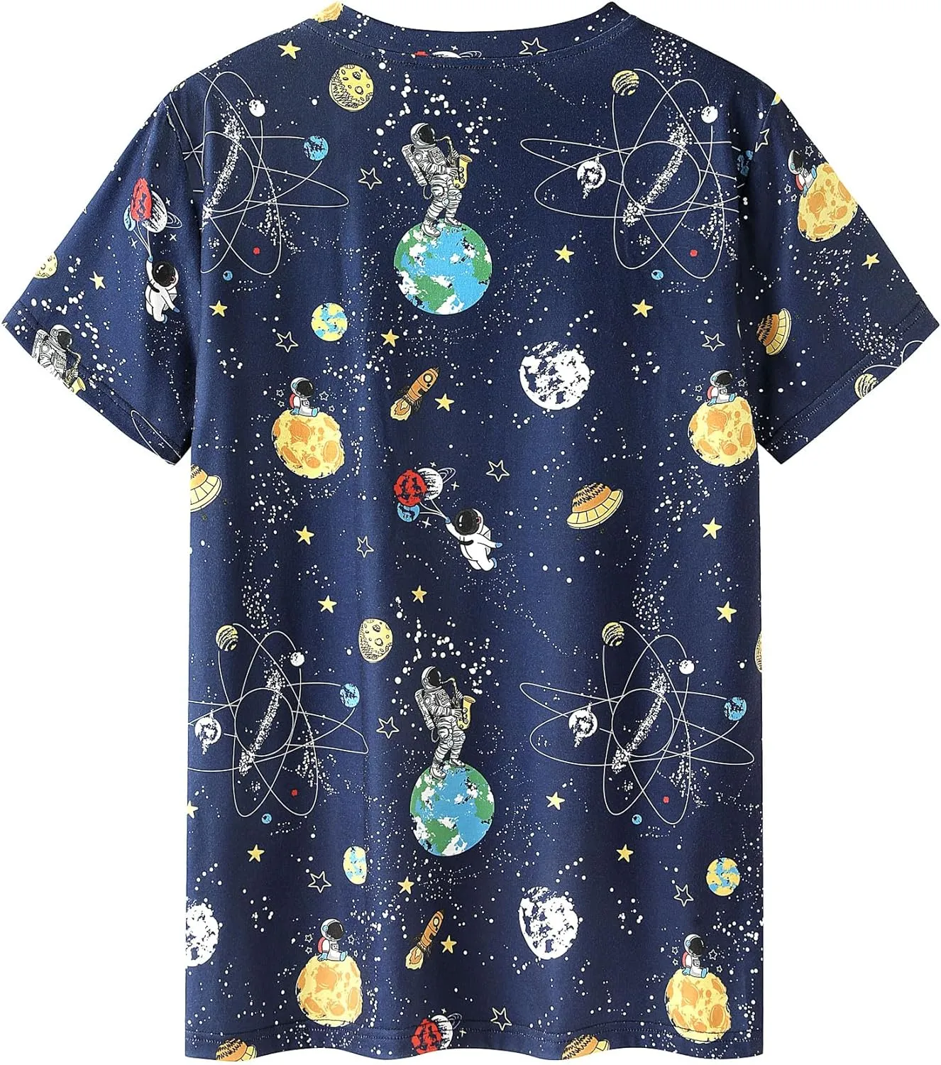 Ezcosplay Women Short Sleeve Space Shuttle Astronaut Universe Galaxy T-Shirt Graphic Shirt Casual Tee Tops