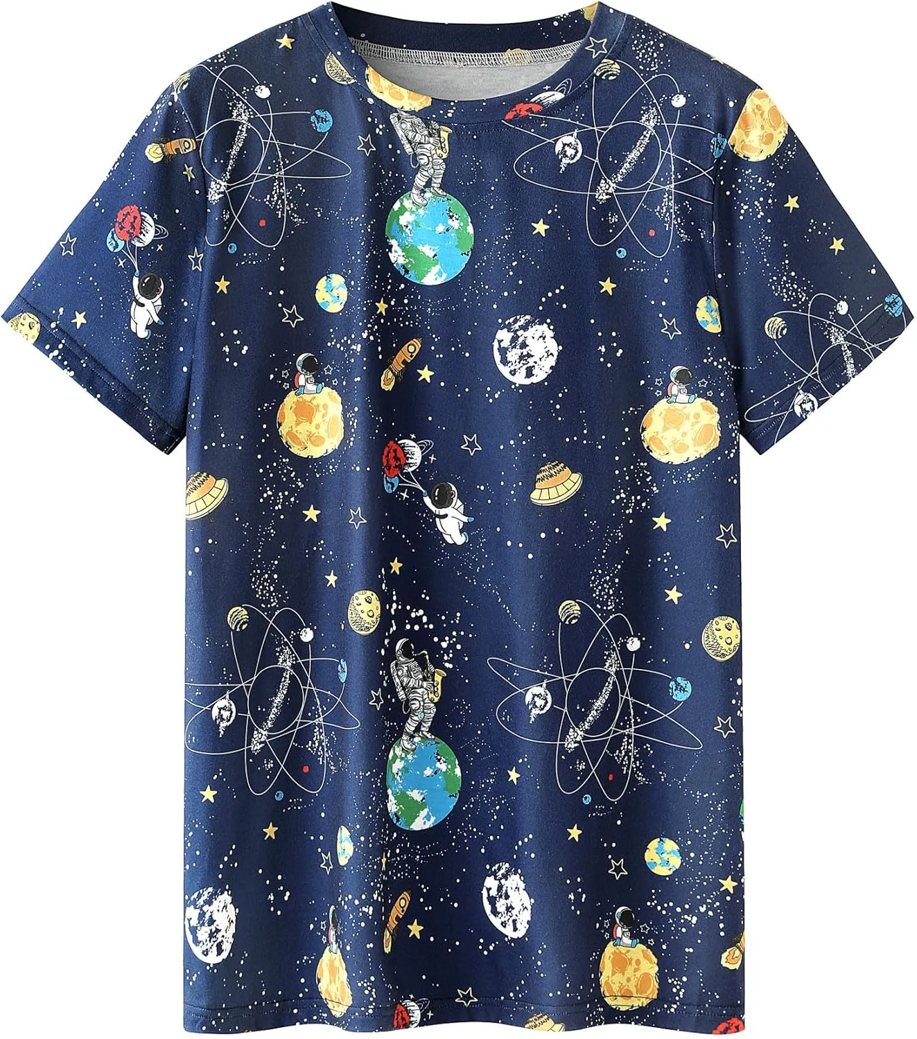 Ezcosplay Women Short Sleeve Space Shuttle Astronaut Universe Galaxy T-Shirt Graphic Shirt Casual Tee Tops