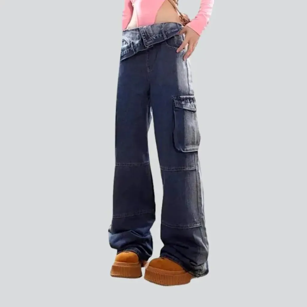 Fashion women's dark-blue jeans