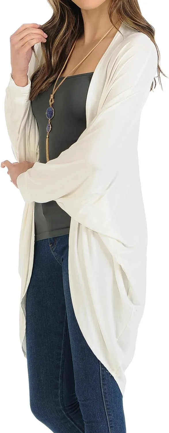 iconic luxe Women's Jersey Batwing Sleeve Cardigan