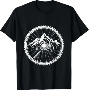 IMPROVED CIRCUL Bicycle Wheel Mountain Landscape T-Shirt