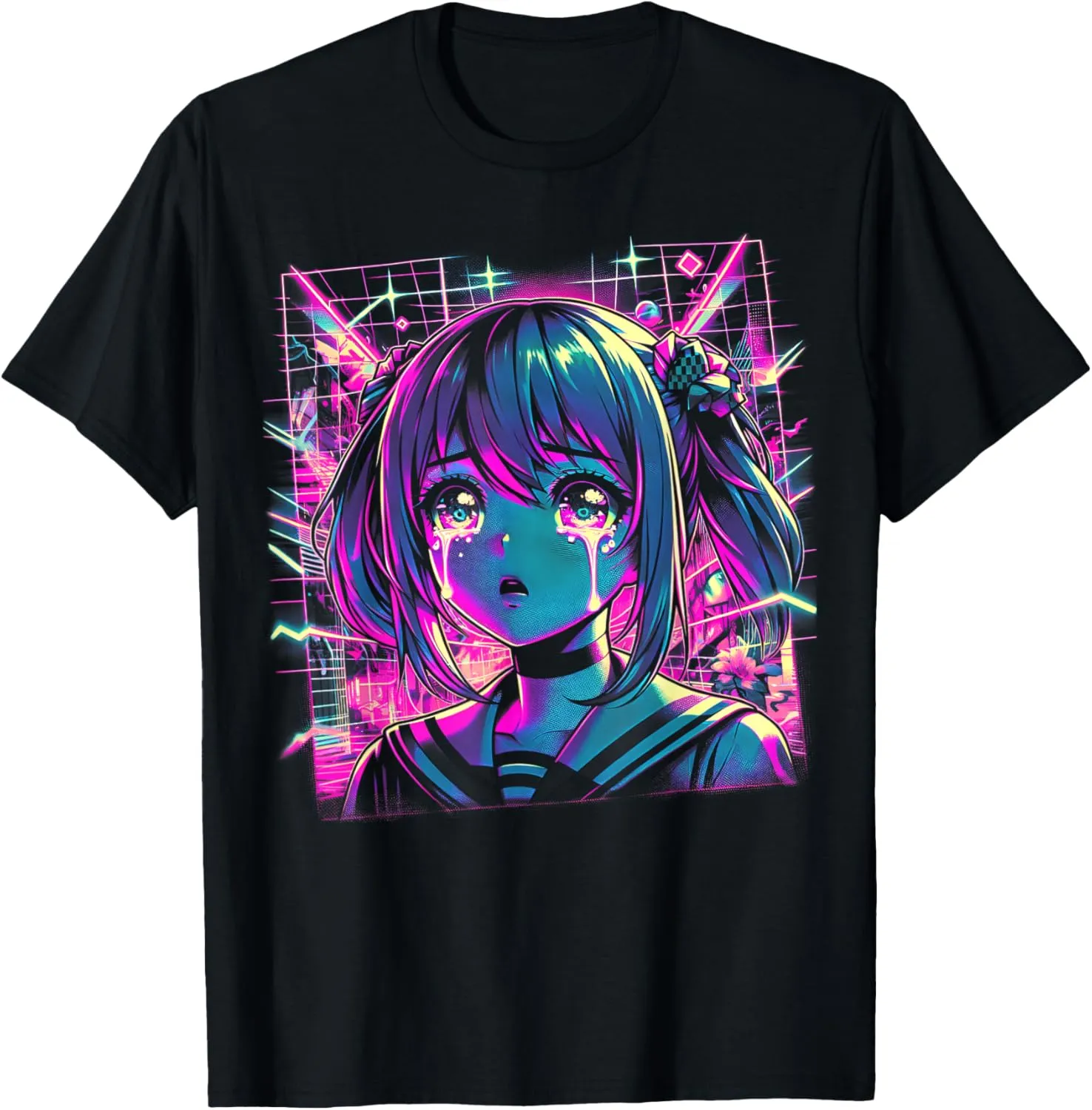 Japanese Vaporwave Aesthetic Sad Anime Girl Waifu Indie T-Shirt