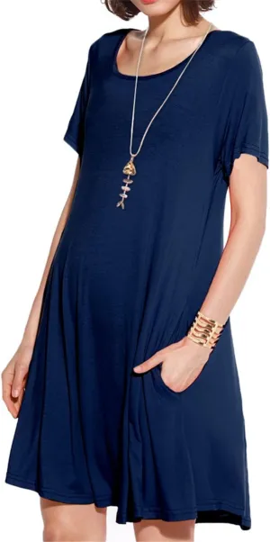 JollieLovin Plus Size Summer T-Shirt Casual Dresses for Curvy Women Flowy Swing