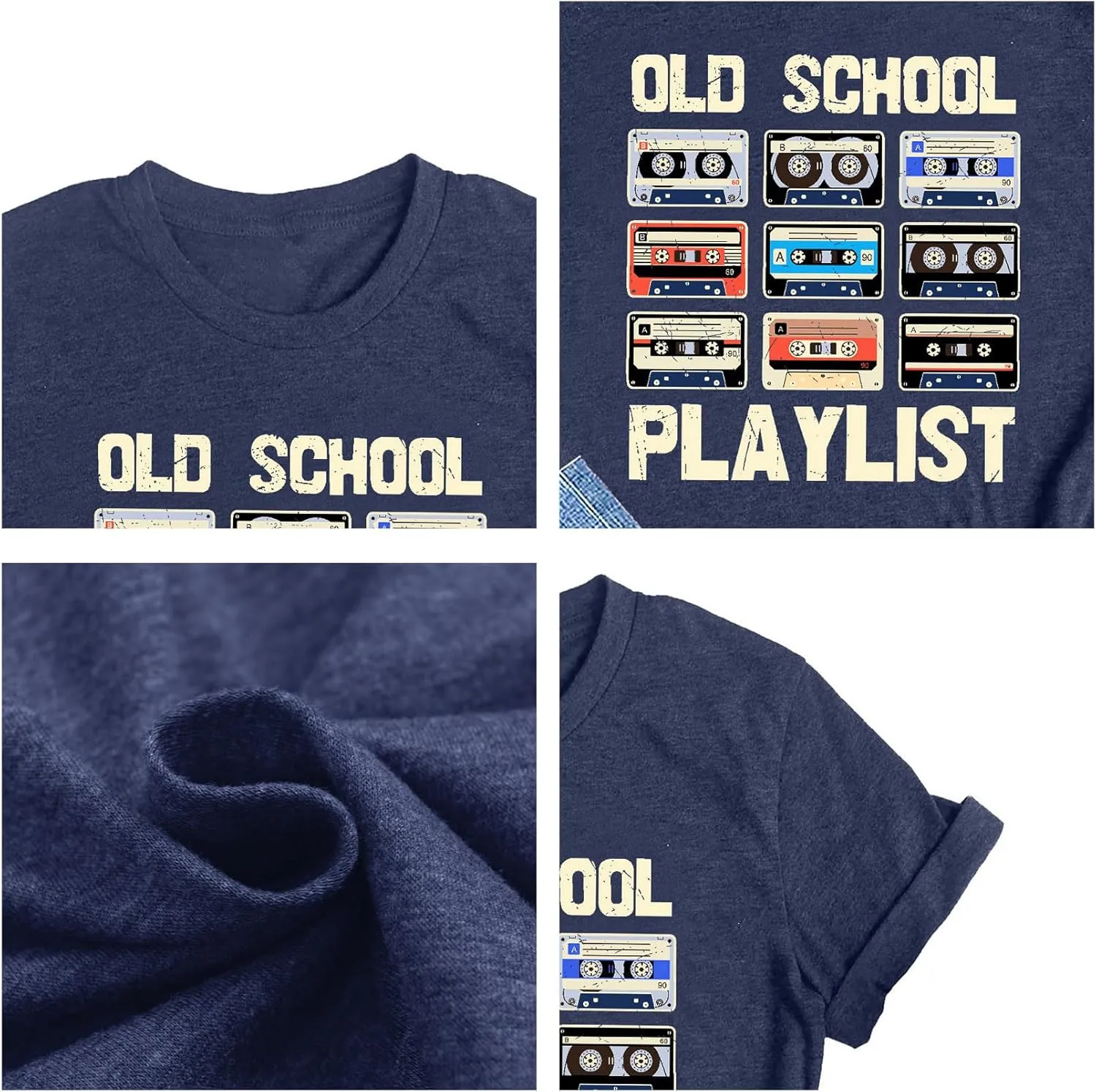 LAZYCHILD 80s Shirt for Women 90s Shirts: Old School Playlist T-Shirt Cassette Tape Graphic 80s Music Concert Tee Tops