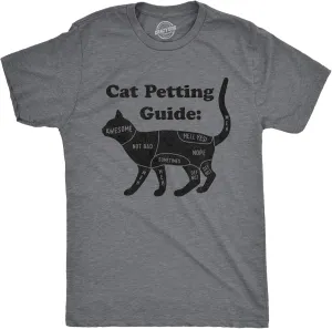 Mens Cat Petting Guide T Shirt Funny Pet Kitty Lover Crazy Cat Lady Novelty Tee