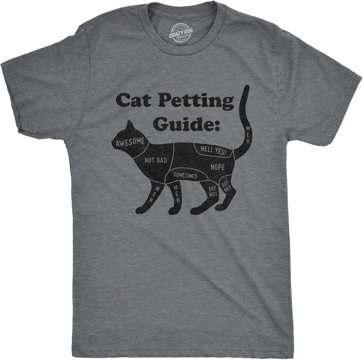 Mens Cat Petting Guide T Shirt Funny Pet Kitty Lover Crazy Cat Lady Novelty Tee