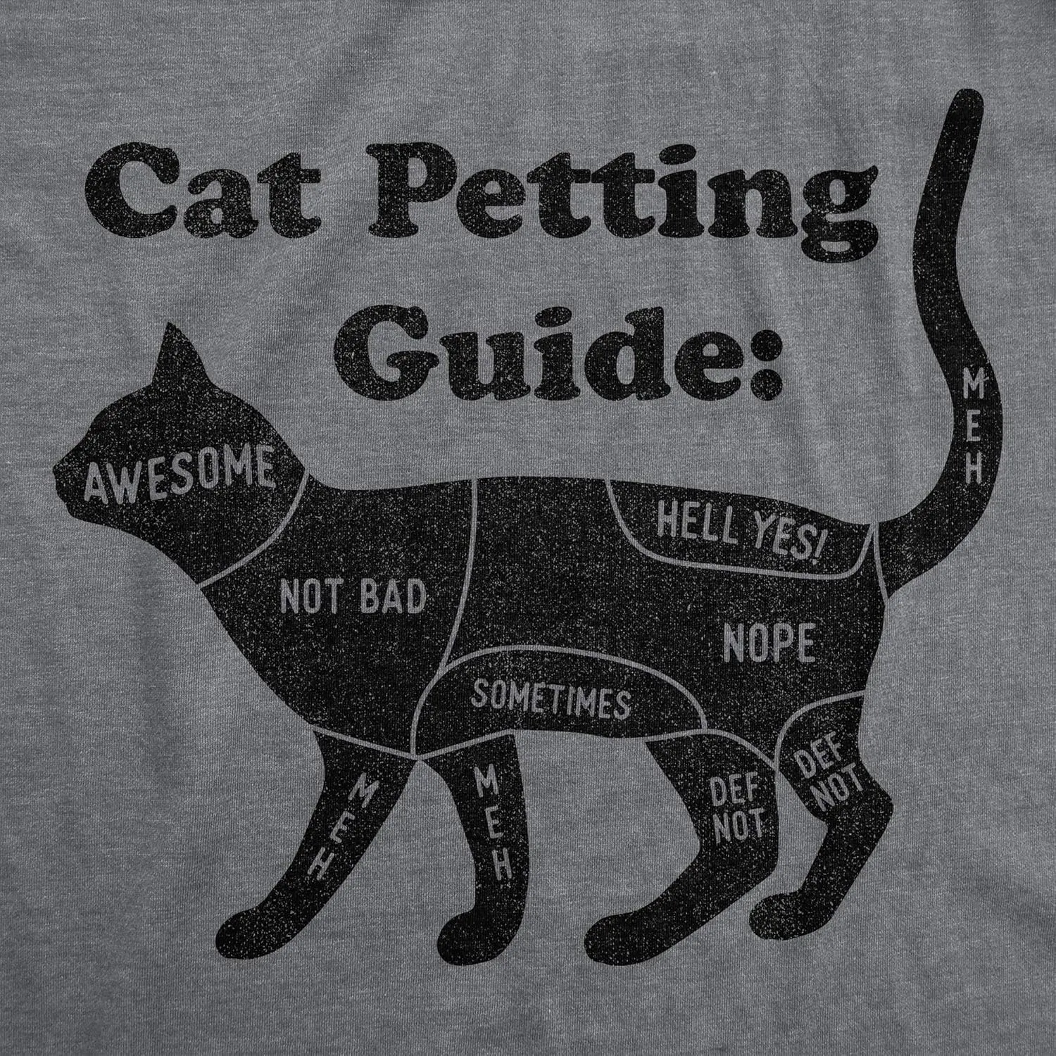 Mens Cat Petting Guide T Shirt Funny Pet Kitty Lover Crazy Cat Lady Novelty Tee