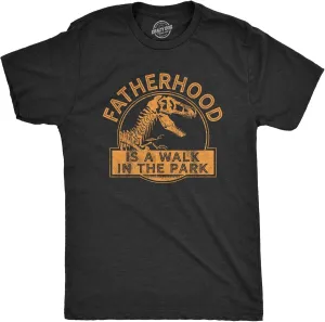 Mens Fatherhood is A Walk in The Park T Shirt Funny Fathers Day Dinosaur Movie Graphic Tee