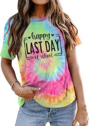 MNLYBABY Happy Last Day of School Shirt Women Teachers Shirt School Graduation Tee Appreciation Gift Teacher Life Top