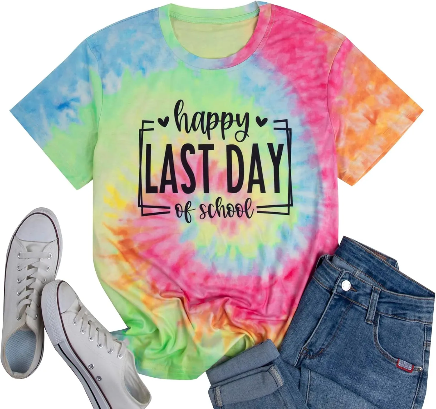 MNLYBABY Happy Last Day of School Shirt Women Teachers Shirt School Graduation Tee Appreciation Gift Teacher Life Top