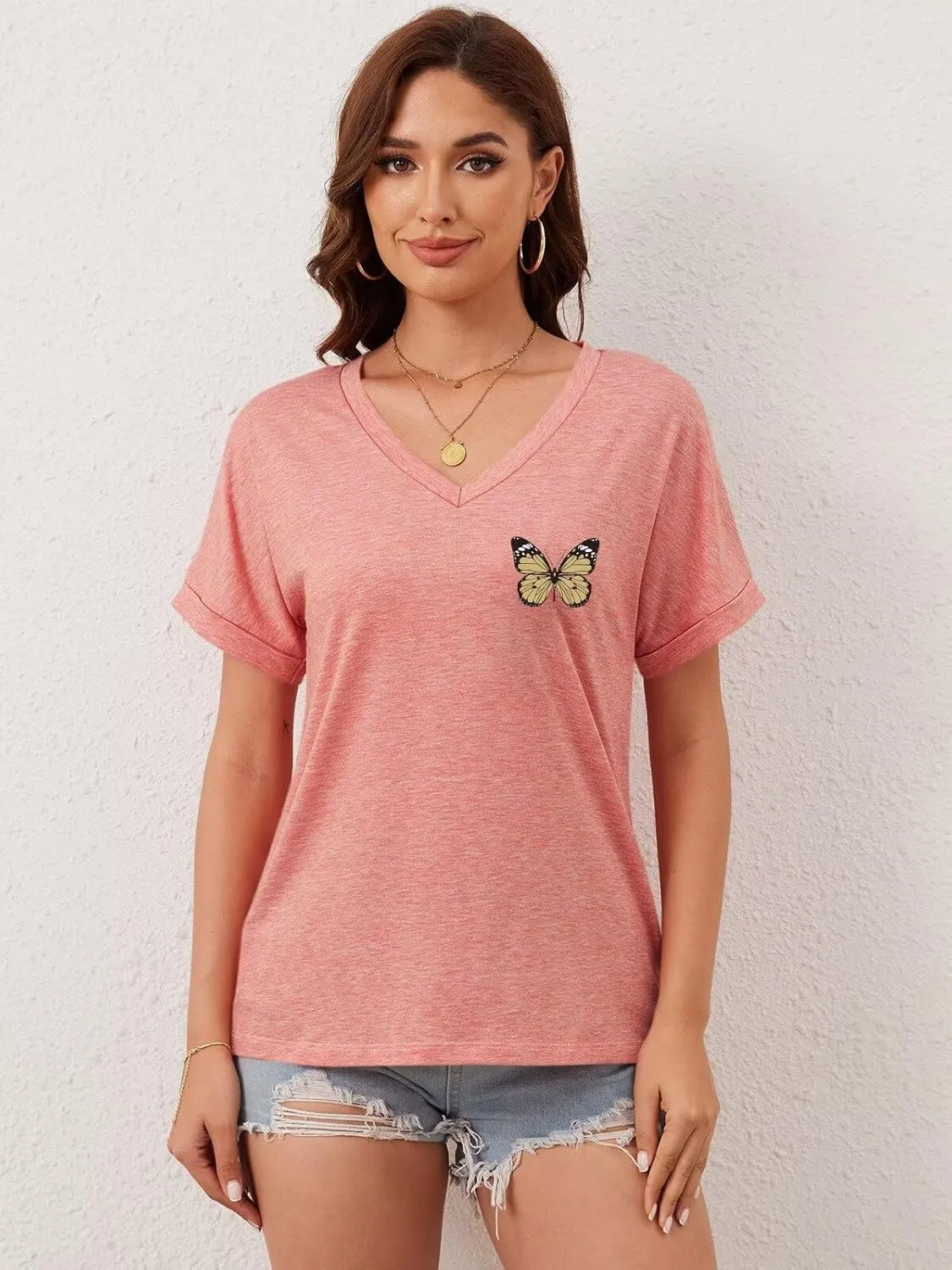 ORANDESIGNE Womens Sunflower Print T Shirts V Neck Graphic Short Sleeve Vintage Tees Summer Casaul Loose Fit Tops