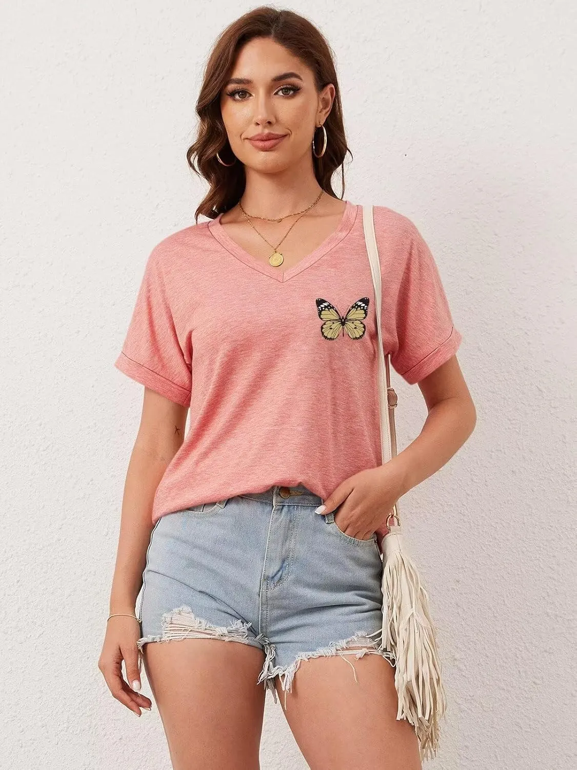 ORANDESIGNE Womens Sunflower Print T Shirts V Neck Graphic Short Sleeve Vintage Tees Summer Casaul Loose Fit Tops