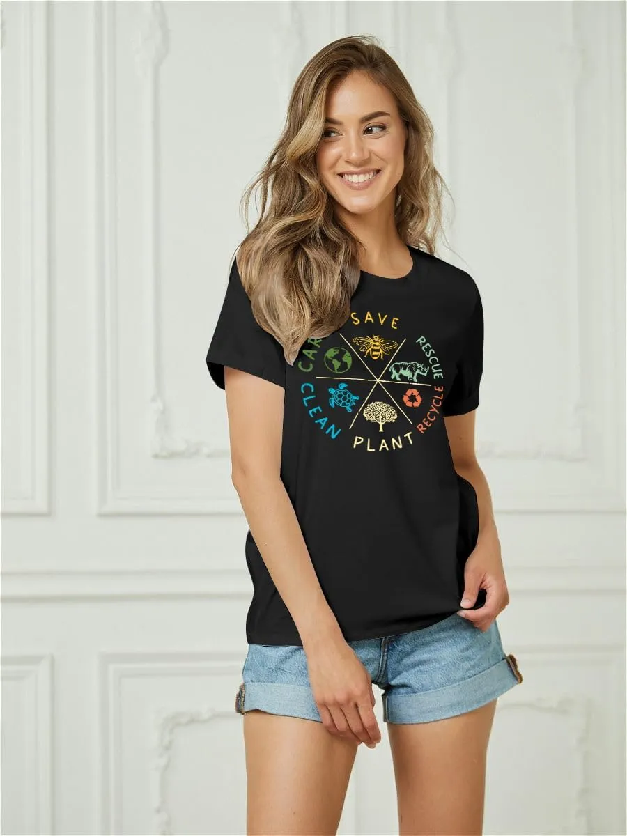 PECHAR Earth Day Shirts for Women : Protect The Environment T-Shirts Bees Graphic Short Sleeve Blouse Tops