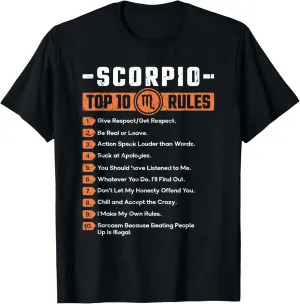 Scorpio Top 10 Rules Horoscope Astrology Zodiac Sign T-Shirt