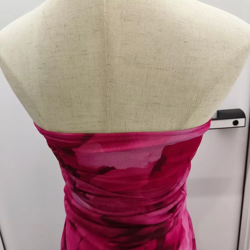 Summer Dresses for Women Strapless Slim Bodycon Dress Side Slit Tube Top Dress Ink Painting Formal Dresses
