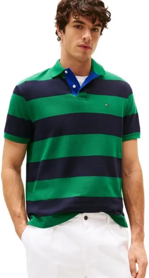 Tommy Hilfiger Men's Short Sleeve Casual Polo Shirts in Regular Fit with Rugby Stripe Designs