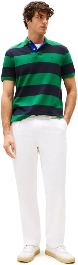 Tommy Hilfiger Men's Short Sleeve Casual Polo Shirts in Regular Fit with Rugby Stripe Designs