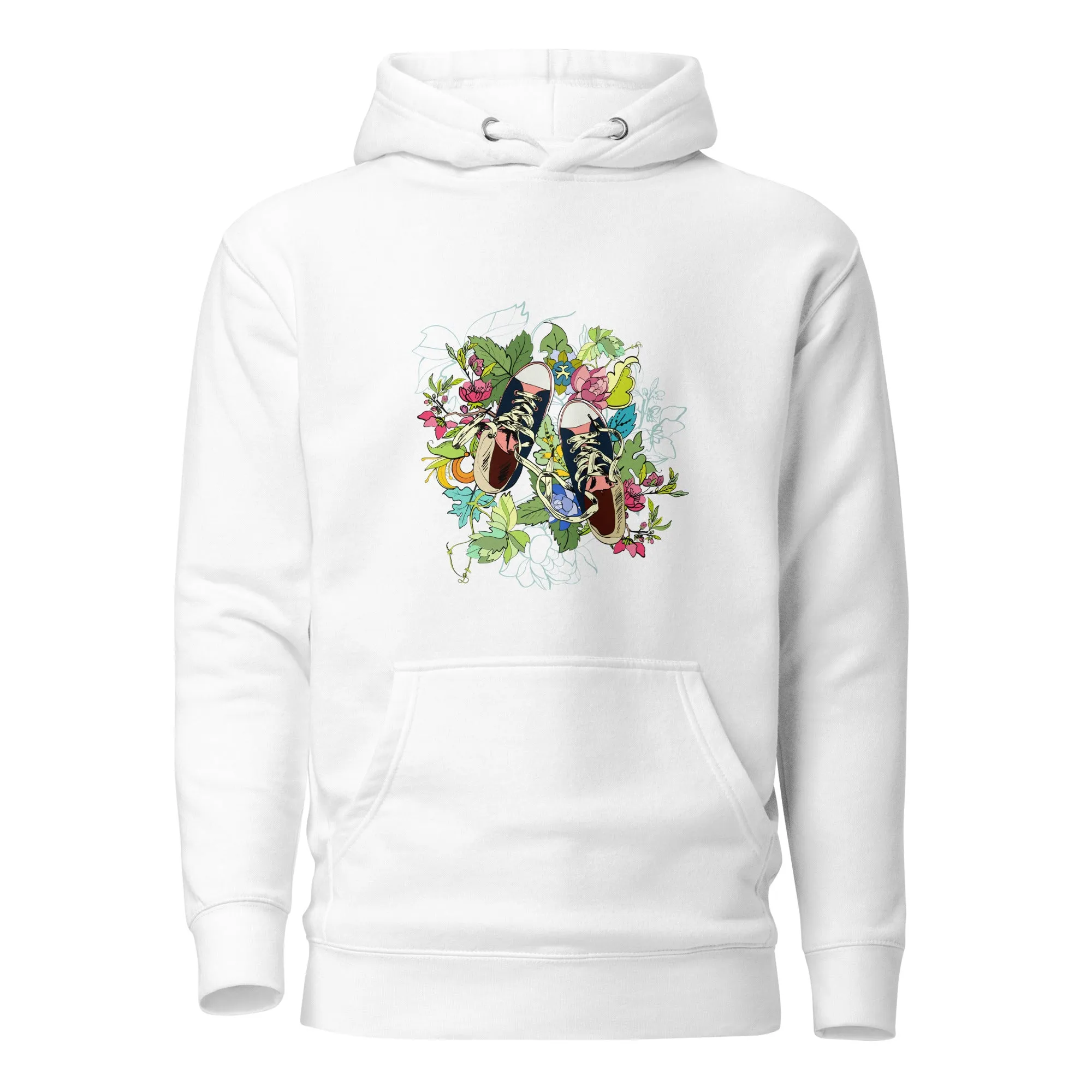 Unisex Hoodie - Floral Sneaker Fusion