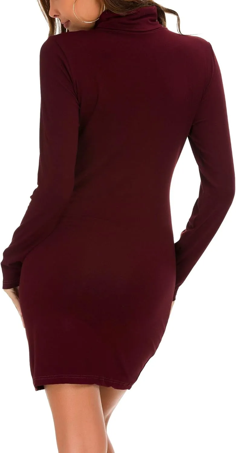 Urban CoCo Women's Long Sleeve Turtleneck Bodycon T-Shirt Dress