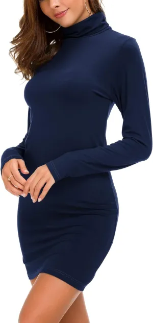 Urban CoCo Women's Long Sleeve Turtleneck Bodycon T-Shirt Dress