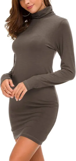 Urban CoCo Women's Long Sleeve Turtleneck Bodycon T-Shirt Dress