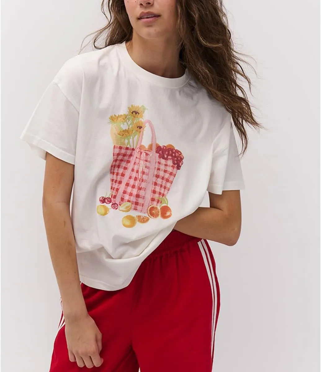 Women Y2K Oversized Graphic Tshirt Short Sleeve Aesthetic Floral Loose Fit Tees Teen Girl Summer Coastal Baggy Tops