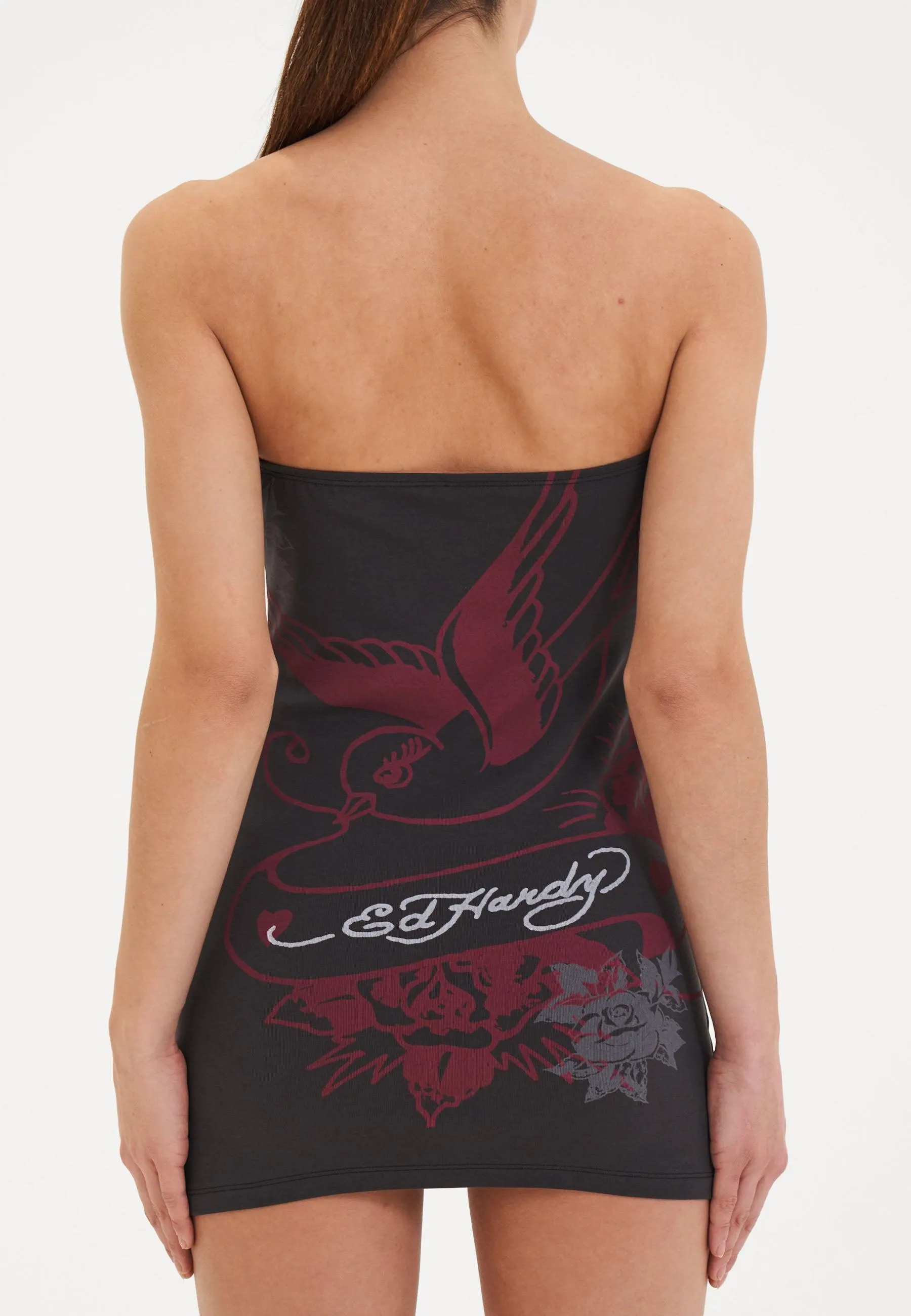 Womens Hollywood Swallow Bandeau Dress - Grey