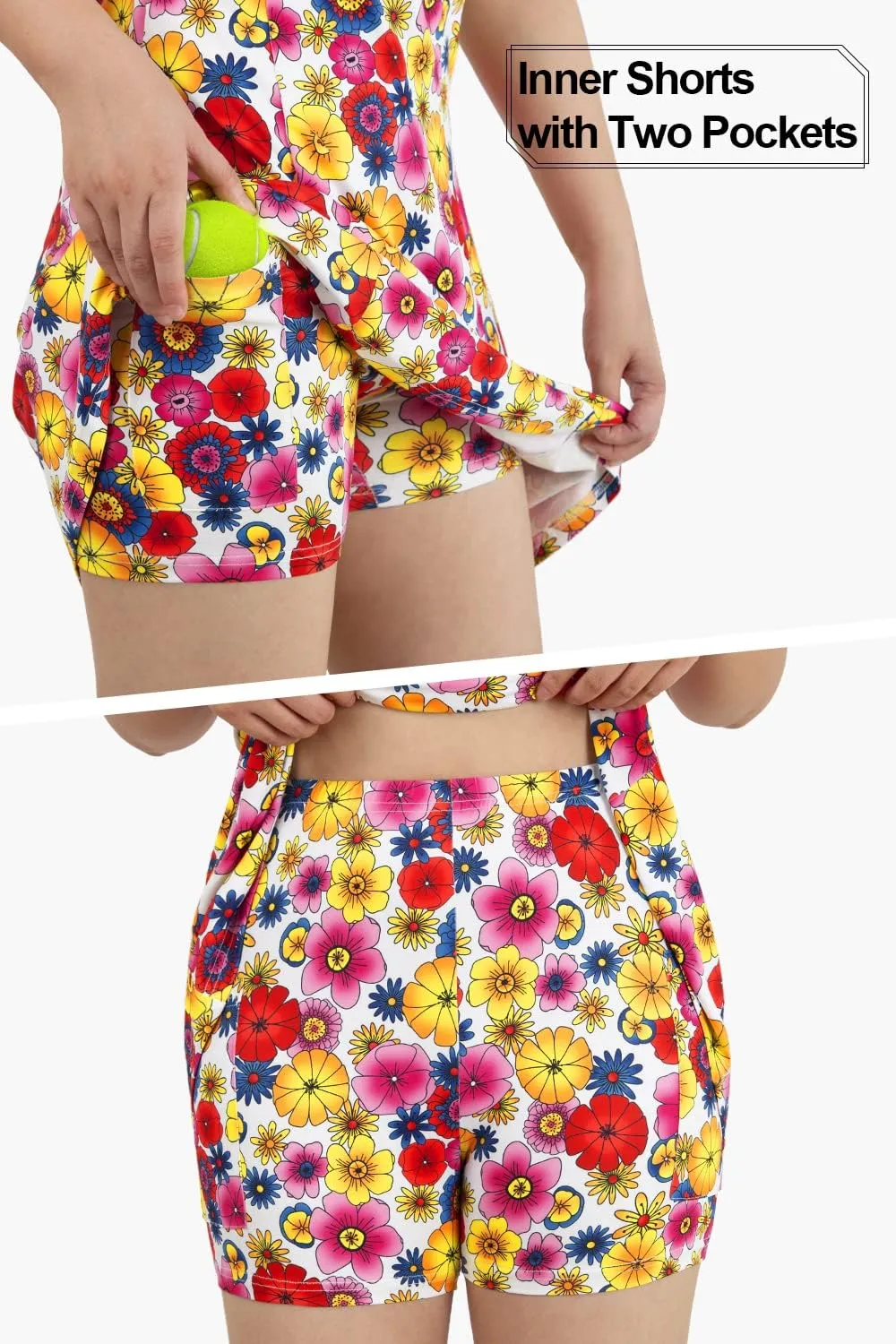Womens Sleeveless Golf Tennis Dresses with Inner ShortsPockets for Workout Exercise