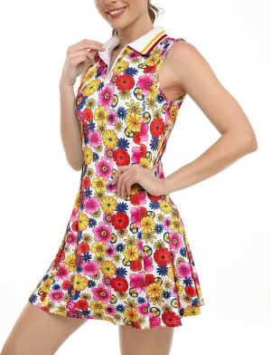 Womens Sleeveless Golf Tennis Dresses with Inner ShortsPockets for Workout Exercise